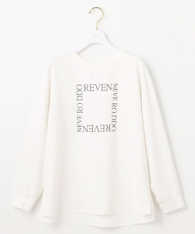 ANY SIS L 【洗える】2wayストレッチジョーゼットロゴ ロンT オフ×スクエア