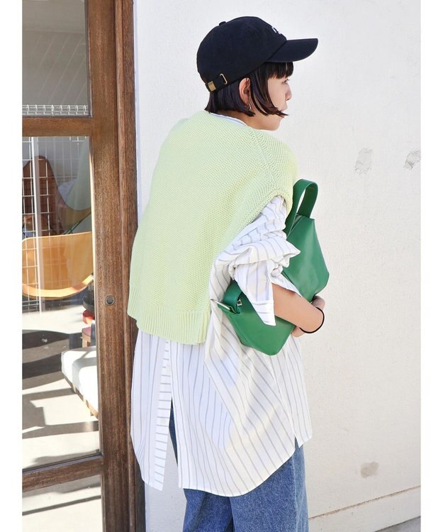 AMERICAN HOLIC イージーケアバックオープンシャツチュニック Off White