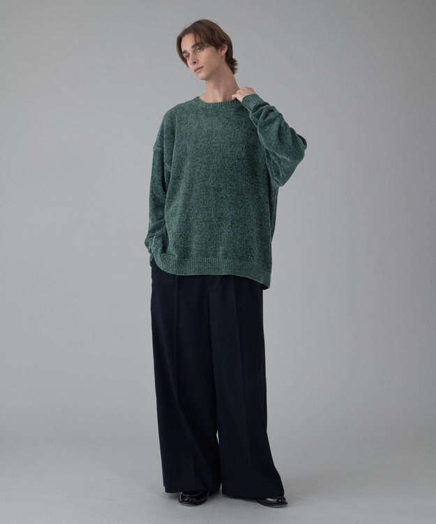 WEGO 【ユニセックス着用ITEM/MLサイズ展開】ベロアモールプルオーバー グリーン