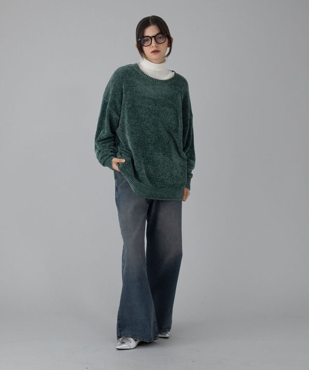 WEGO 【ユニセックス着用ITEM/MLサイズ展開】ベロアモールプルオーバー グリーン