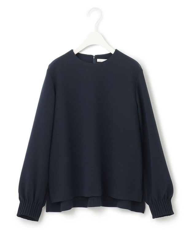 ICB L 【洗える】 ダブルクロスクレープ ブラウス ネイビー系