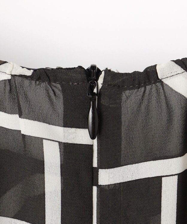 自由区 S ジオメトリックレトロプリント ワンピース グレーベース