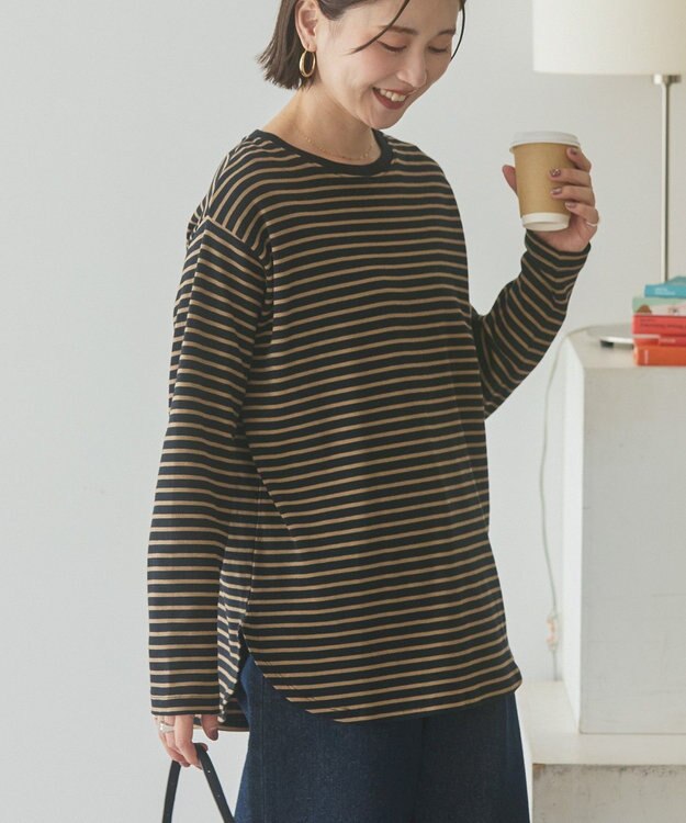 AMERICAN HOLIC アソートラウンドカットプルオーバー Border Black