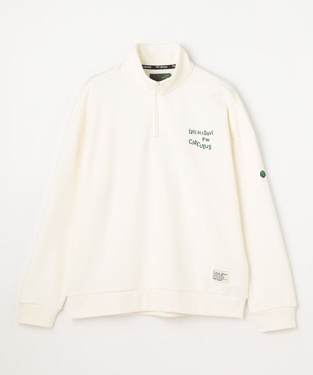 PW CIRCULUS 【MEN】ハーフジップ 裏毛スウェットトップス ゴルフ アイボリー系