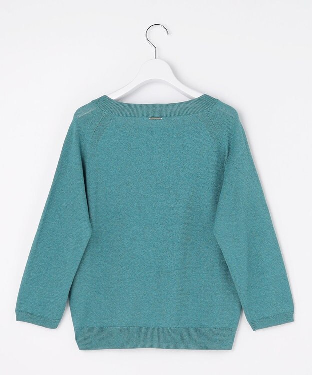 自由区 L ペーパーコットンスクエアネックニット プルオーバー ターコイズ