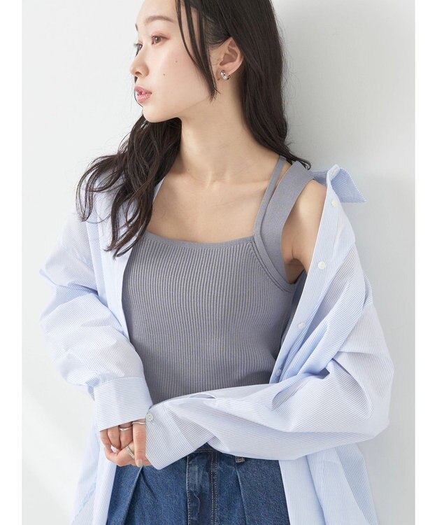 earth music&ecology レイヤードニットタンクトップ Blue