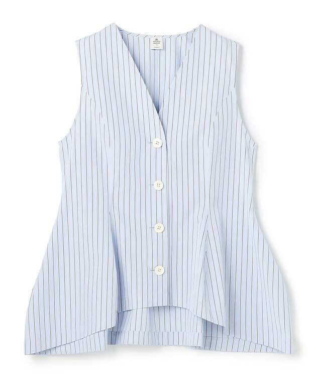 uncrave THOMAS MASON ペプラムジレブラウス ブルーストライプ