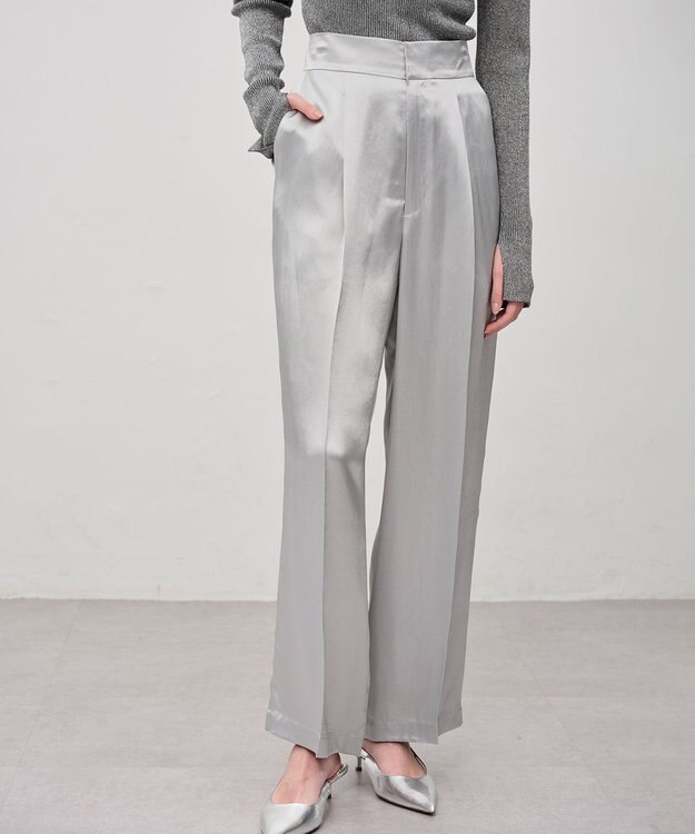 uncrave アセテートヴィンテージサテン ワイドパンツ シルバー