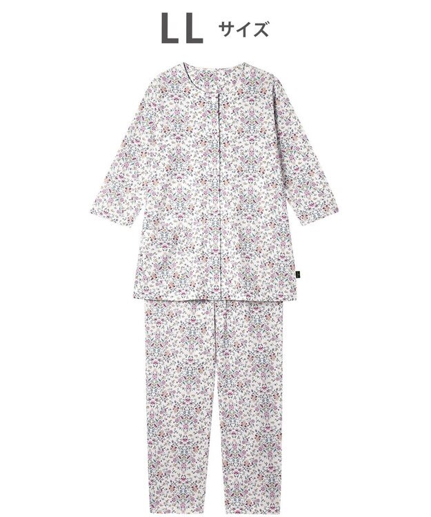 WACOAL ワコール_リラックス＆スリープ パジャマ 7分袖 長袖 長ズボン 綿100%(本体) ミントン レディース NDT256 /ワコール アイボリー