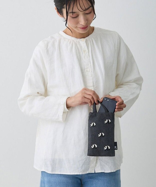 ROOTOTE 1279【スマホショルダー】CJ.ベビールー.パンダ.リサイクルコットン-A 01：グレー