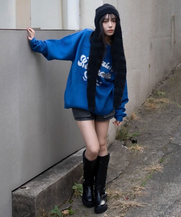 WEGO 【ユニセックス着用ITEM】パイルジャガードプルオーバー ブルー