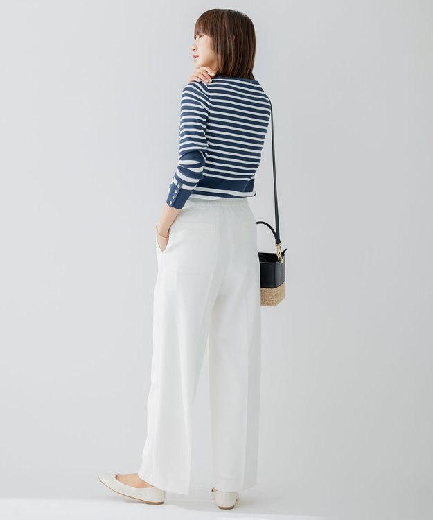 23区 【洗える】ストレッチツイル マリンパンツ ホワイト系