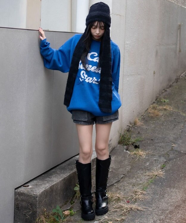 WEGO 【ユニセックス着用ITEM】パイルジャガードプルオーバー ブルー