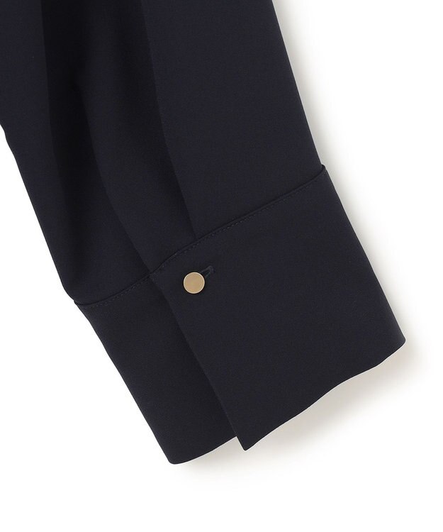 BEIGE， 【洗える】JASMINE / スタンドカラージップブラウス Navy