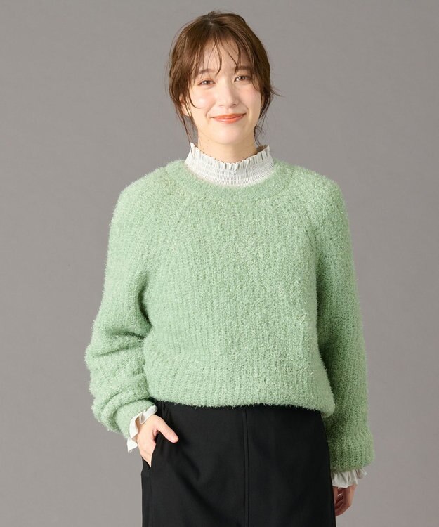 ANY カーリーファンシーニット グリーン