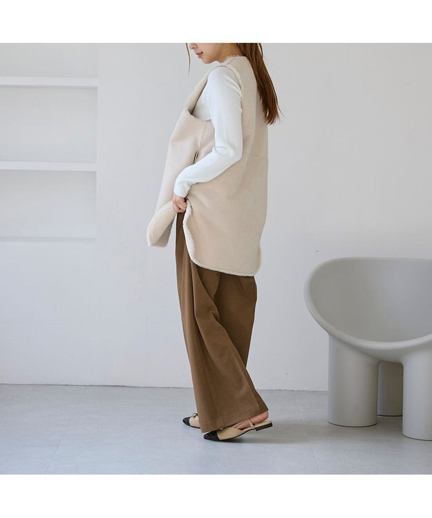 MODE ET JACOMO <carino>グリッターコンビフラットシューズ ベージュコンビ