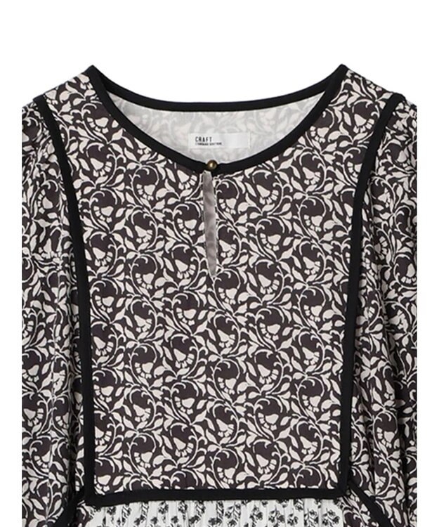 CRAFT STANDARD BOUTIQUE インド綿混エスニック切替ワンピース Charcoal Gray