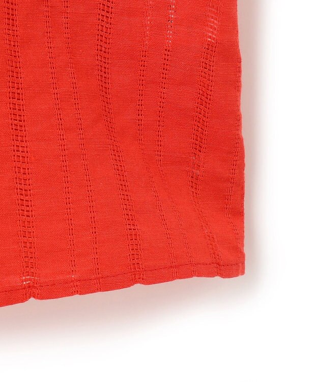 23区 L 【洗える】カラミ ストライプ  切り替え ブラウス オレンジ系