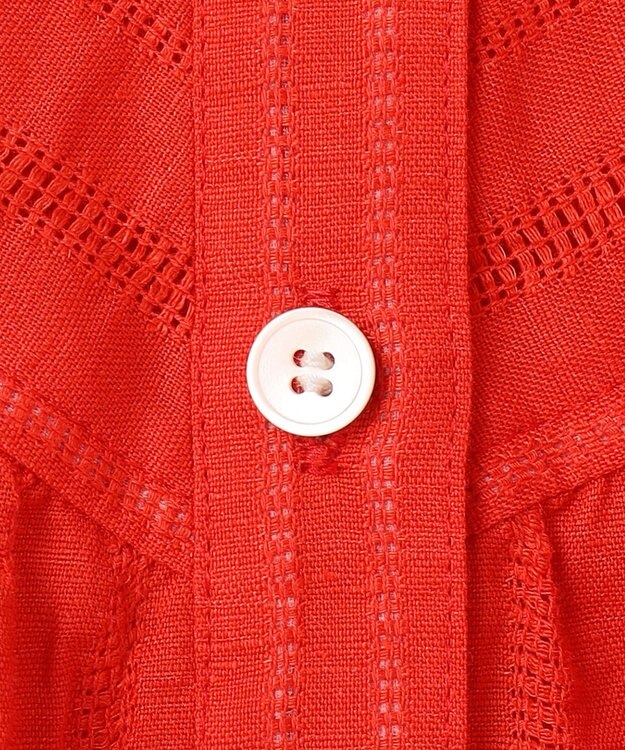 23区 L 【洗える】カラミ ストライプ  切り替え ブラウス オレンジ系