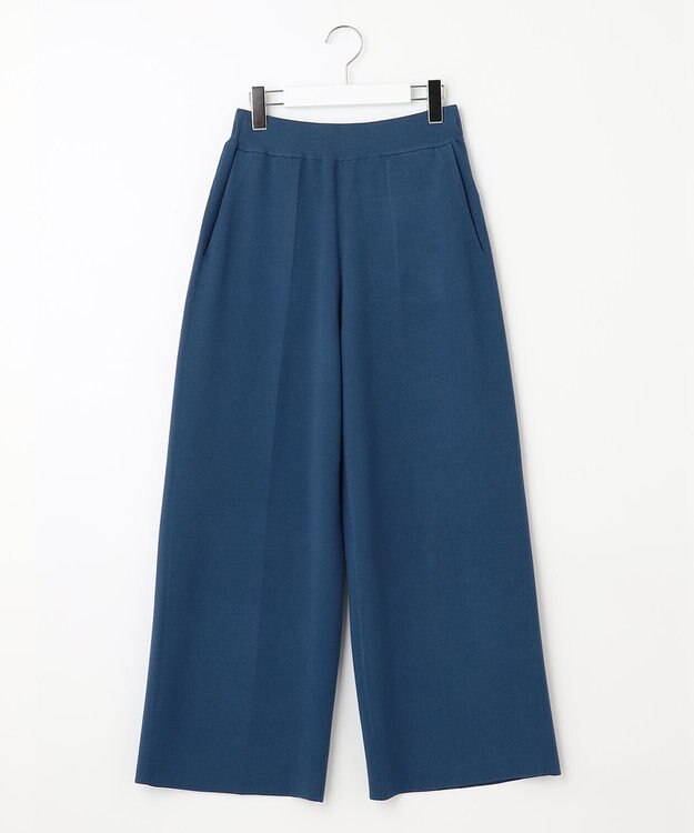 自由区 S 【セットアップ対応・洗える】レーヨンストレッチニットワイド パンツ リッツブルー系