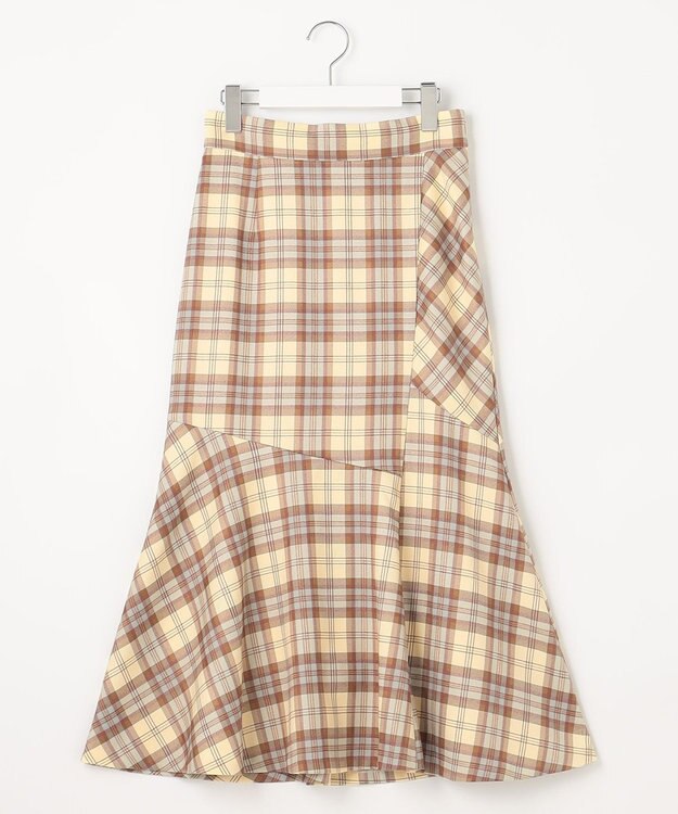 Feroux 【洗える】チェックマーメイド スカート ベージュ系2