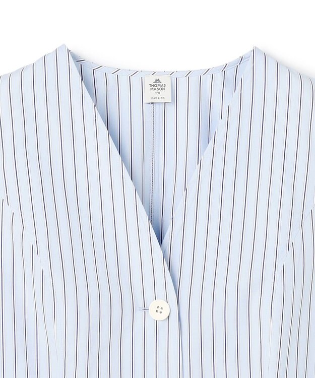 uncrave THOMAS MASON ペプラムジレブラウス ブルーストライプ