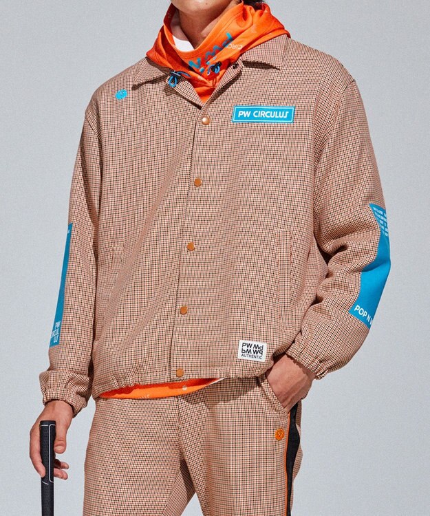 PW CIRCULUS 【MEN】CLASSICAL×SPORTY　チェック柄コーチジャケット オレンジ系5
