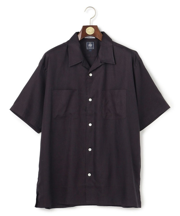 J.PRESS MEN 【J.PRESS ORIGINALS】Rayon Linen Oxford Open Half Sleeve Shirt / Baggy-Fit ネイビー系