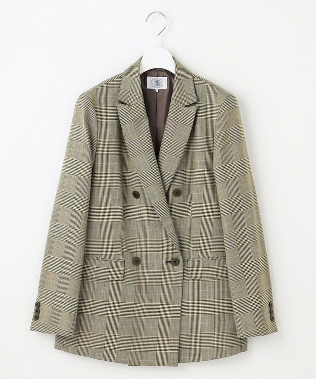 J.PRESS LADIES S モナベールツイル チェック ダブル ジャケット ブラウンチェック系