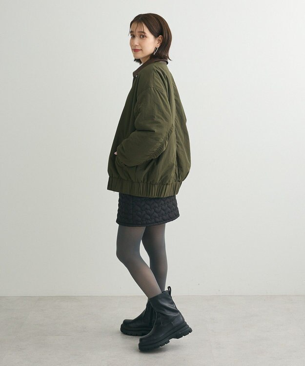 Green Parks ・ＥＬＥＮＣＡＲＥ　ＤＵＥ　フェイクレザーエリブルゾ Khaki