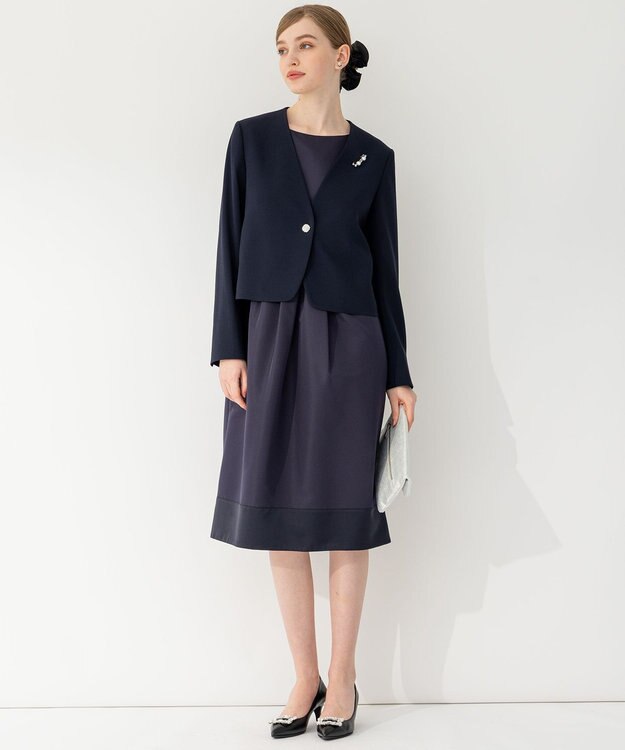 23区 L 【APPLAUDIR】グログランロイヤル ドレス ネイビー系