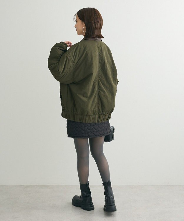 Green Parks ・ＥＬＥＮＣＡＲＥ　ＤＵＥ　フェイクレザーエリブルゾ Khaki