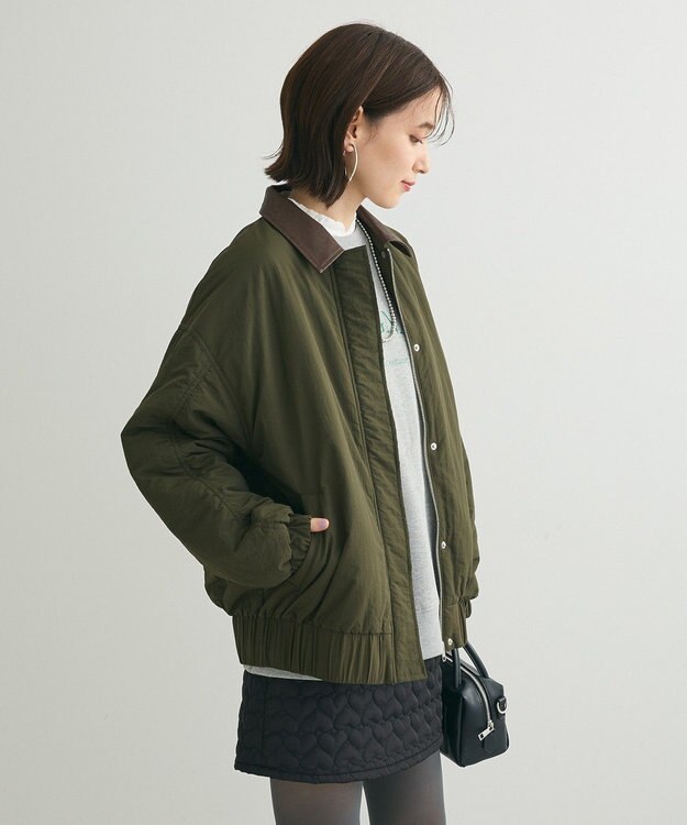 Green Parks ・ＥＬＥＮＣＡＲＥ　ＤＵＥ　フェイクレザーエリブルゾ Khaki