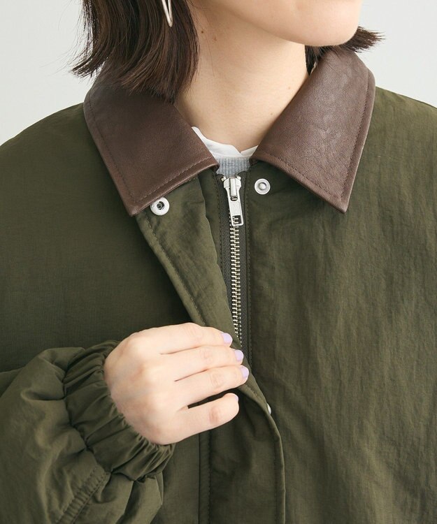 Green Parks ・ＥＬＥＮＣＡＲＥ　ＤＵＥ　フェイクレザーエリブルゾ Khaki