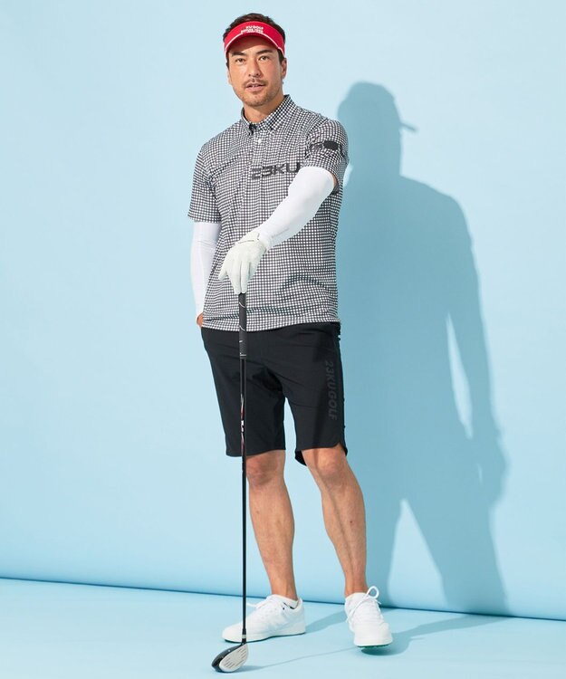 23区GOLF 【MEN】【接触冷感・UVケア・吸水速乾】ギンガムチェック柄 ポロシャツ ブラック系3