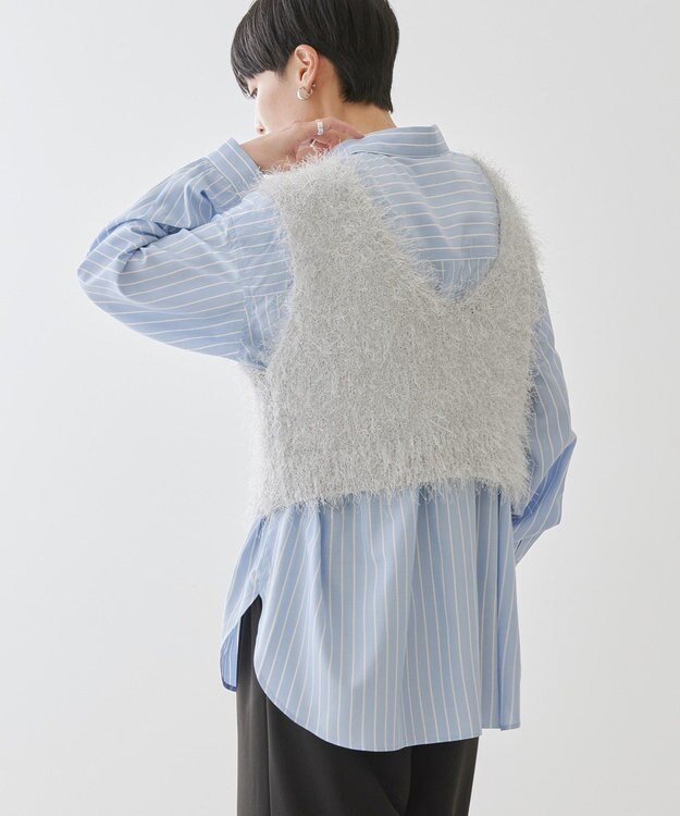 AMERICAN HOLIC 選べる丈２サイズ前後２ｗａｙシャギーベスト Gray