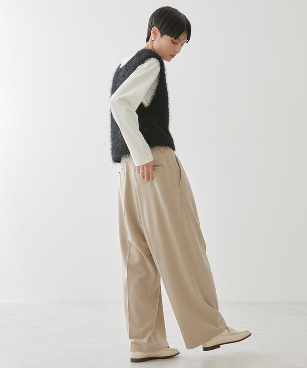 AMERICAN HOLIC 選べる丈２サイズ前後２ｗａｙシャギーベスト Black