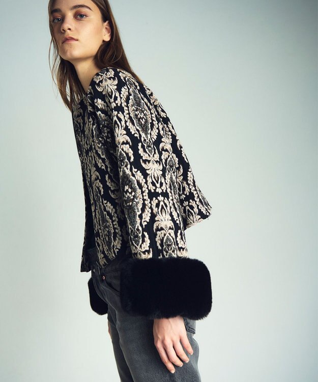 GRACE CONTINENTAL オーナメントジャガードジャケット ブラック