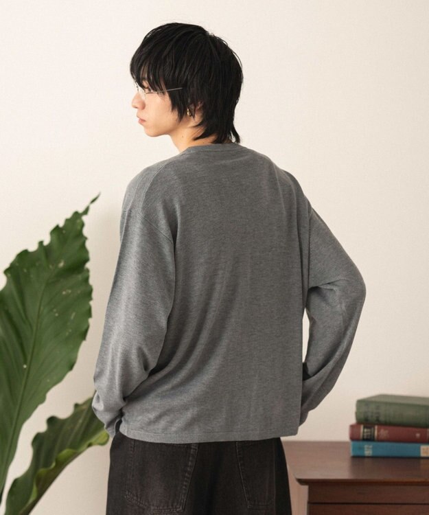 WEGO リングドットヘンリーネックプルオーバー グレー