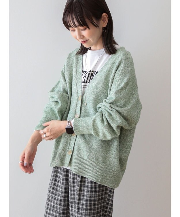 AMERICAN HOLIC ＭＩＸＶネックニットカーディガン Green