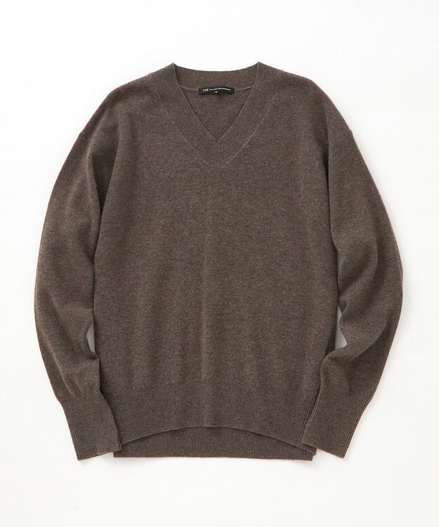 23区 L CARIAGGIウールカシミヤ Vネック ニット ダークブラウン系