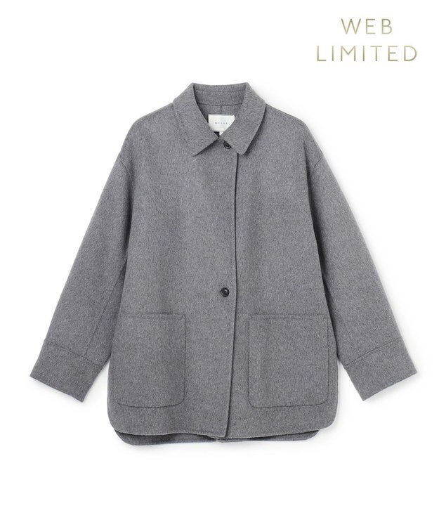 BEIGE， 【WEB限定】PAYSON / ウールリバーオーバーサイズステンカラーコート Top Gray