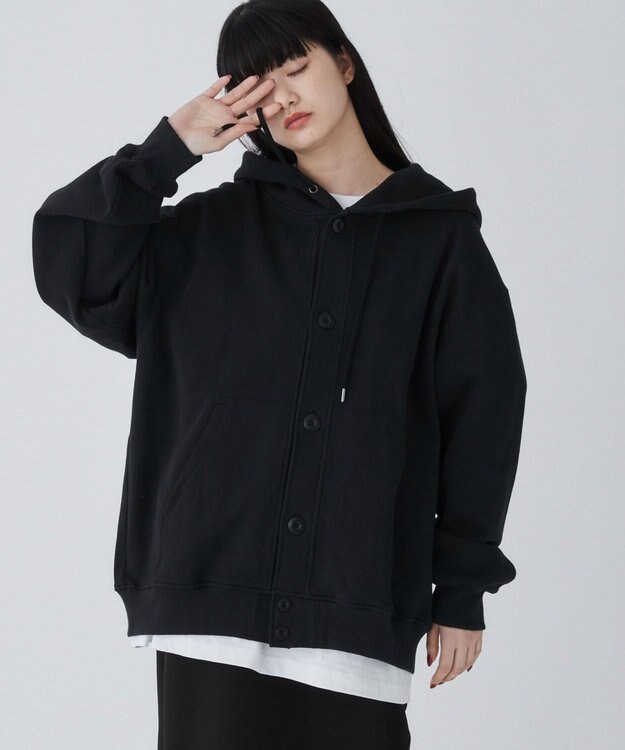 WEGO 【ユニセックス着用ITEM】スウェットボタンカーディガン ブラック