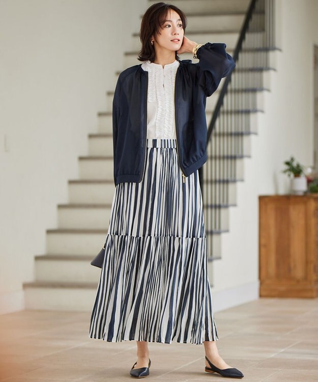 自由区 【洗える】メッシュ ブルゾン ネイビー