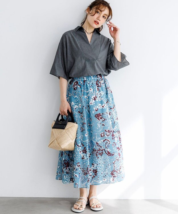 23区 L 【Lサイズ限定】リラックスシルエット スキッパーシャツ グレー系