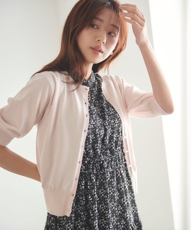 Feroux 【接触冷感・UVカット】ハーフスリーブ カーディガン ピンク系