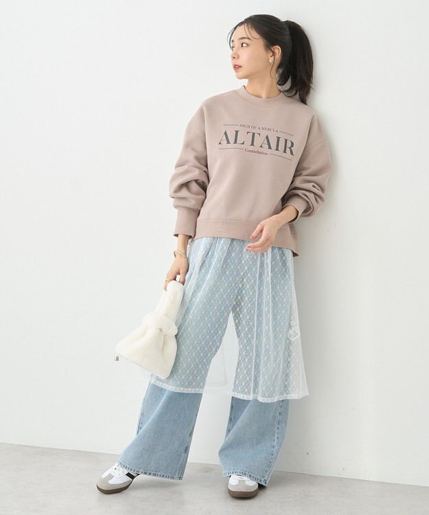 earth music&ecology アソートロゴショートスウェット Pink Beige