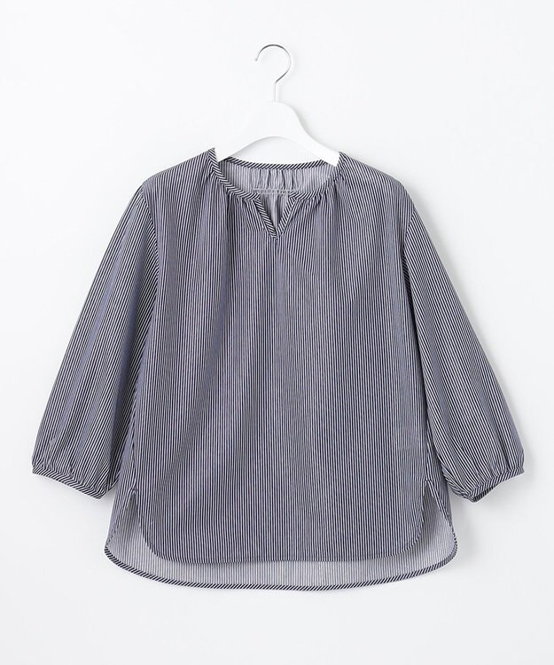 J.PRESS LADIES 【WEB限定カラーあり・洗える・イージーケア】 アーネストストライプ スリットネック カットソー ネイビー系1