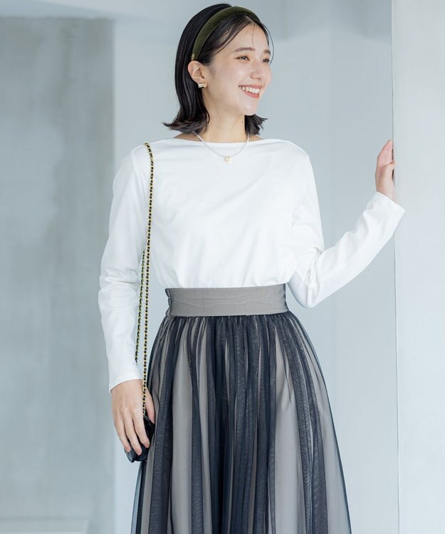 組曲 コットンバスクロング Tシャツ アイボリー系