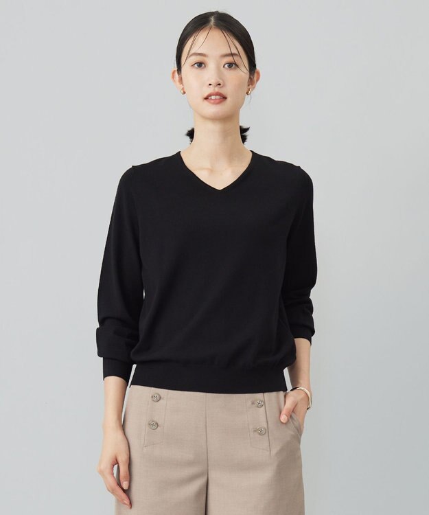 J.PRESS LADIES 【ご好評につき新色追加！・WEB限定カラーあり・洗える】PRINCE Vネック ニット ブラック系